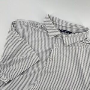 Cutter & Buck Polo Shirt Mens XL White Black Striped Golf Short Sleeve  golfing